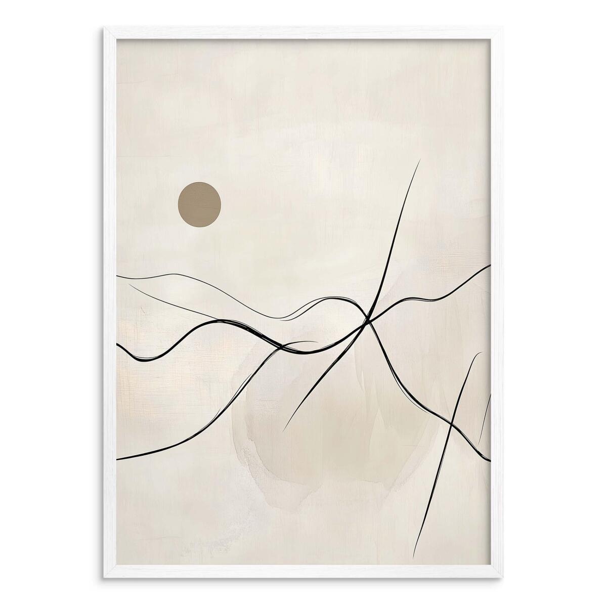 Beżowy Plakat do wnętrz Japandi- Abstrakcyjny Krajobraz Line Art P94249 - zdjęcie 5