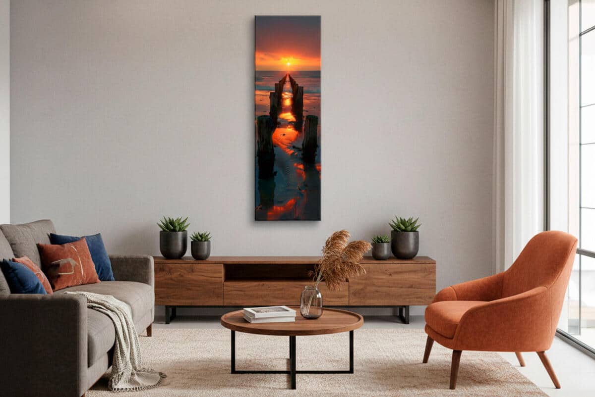 Klimatyczny Obraz na ścianę- Plaża o Zachodzie Słońca | Morski krajobraz do sypialni 94229 - zdjęcie 3