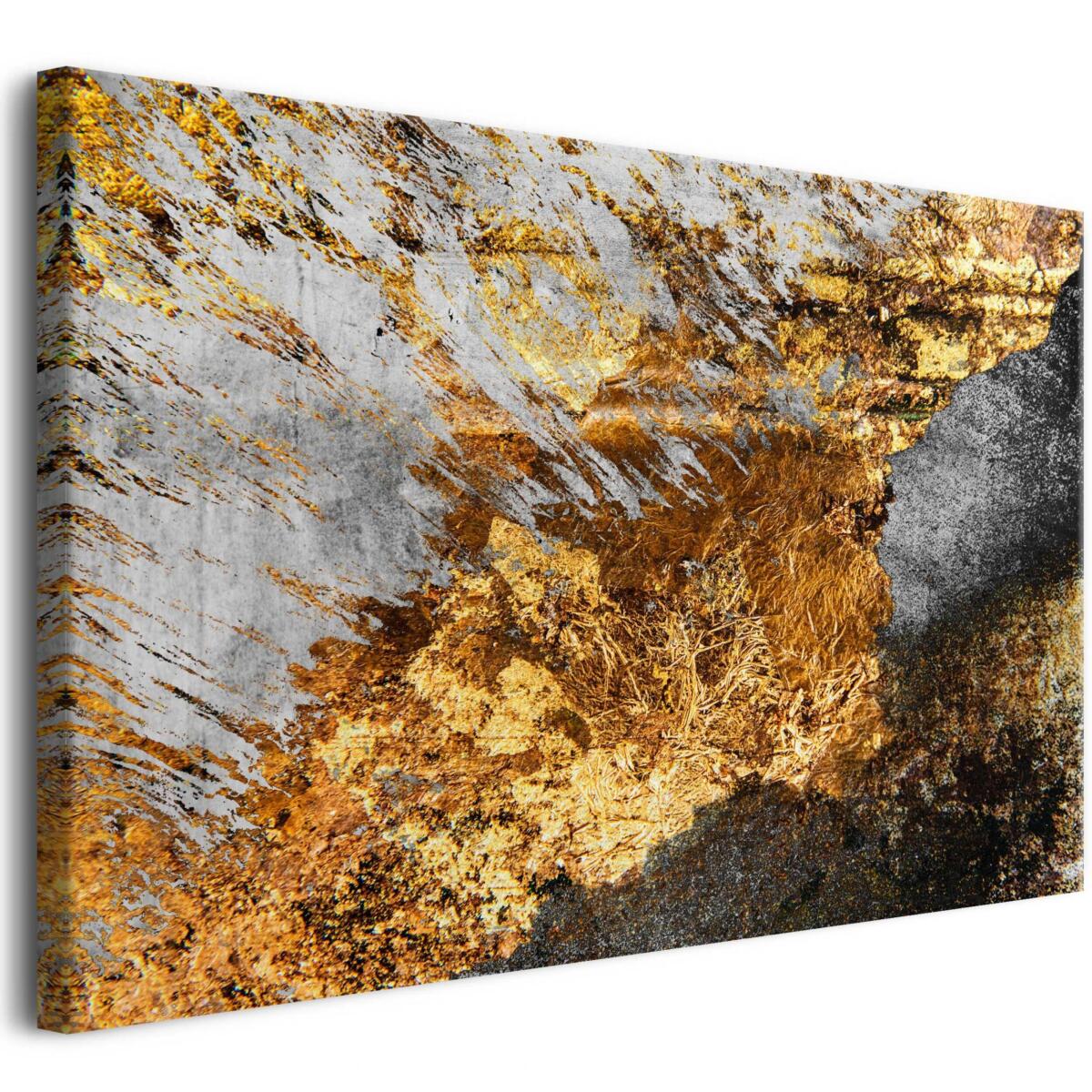 Nowoczesny Obraz Ścienny na Płótnie | Złota Abstrakcja w Stylu Glamour | Luksusowa Dekoracja Loft 68195