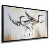 Obraz na płótnie w Ramie American Box | Stylowe Żurawie- wyjątkowa kompozycja w złocie i czerni R21250 - miniaturka 1