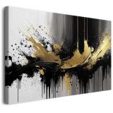 Elegancka Dekoracja Ścienna w stylu Glamour- Obraz na płótnie z abstrakcyjnym wzorem | Nowoczesna kompozycja w czerni i złocie 68125 - miniaturka 1