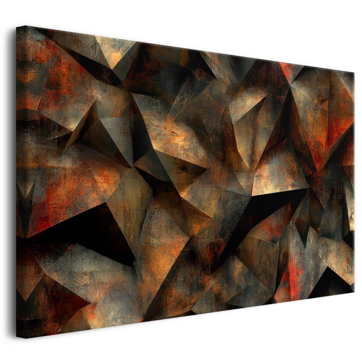 Obraz na płótnie w stylu industrialnym – Geometryczny wzór w odcieniach brązu i złota | Obraz 3D do salonu 68172