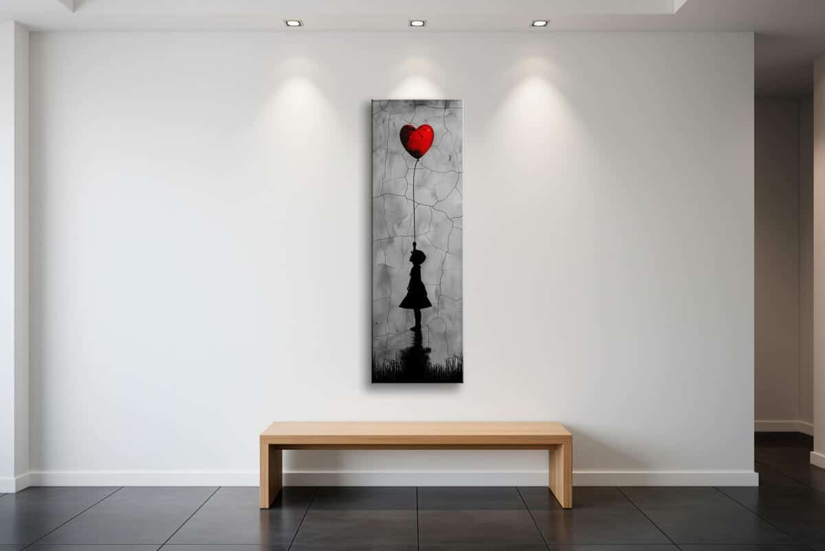 Artystyczny Obraz na płótnie– Dziewczynka z Czerwonym Balonem w Stylu Banksy 94227 - zdjęcie 4