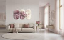 Obrazy z Piwoniami w Stylu Soft Glam | Tryptyk w odcieniach różu 82368 - miniaturka 5
