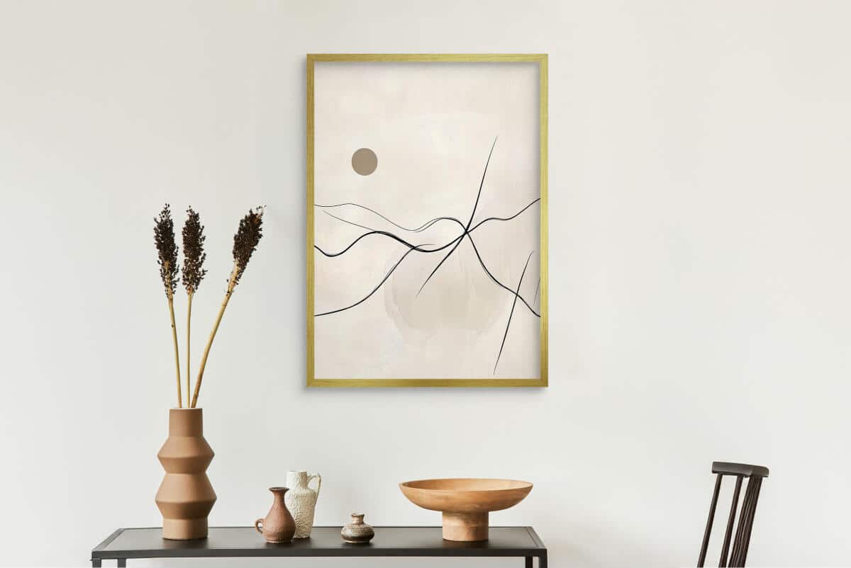 Beżowy Plakat do wnętrz Japandi- Abstrakcyjny Krajobraz Line Art P94249 - zdjęcie 4