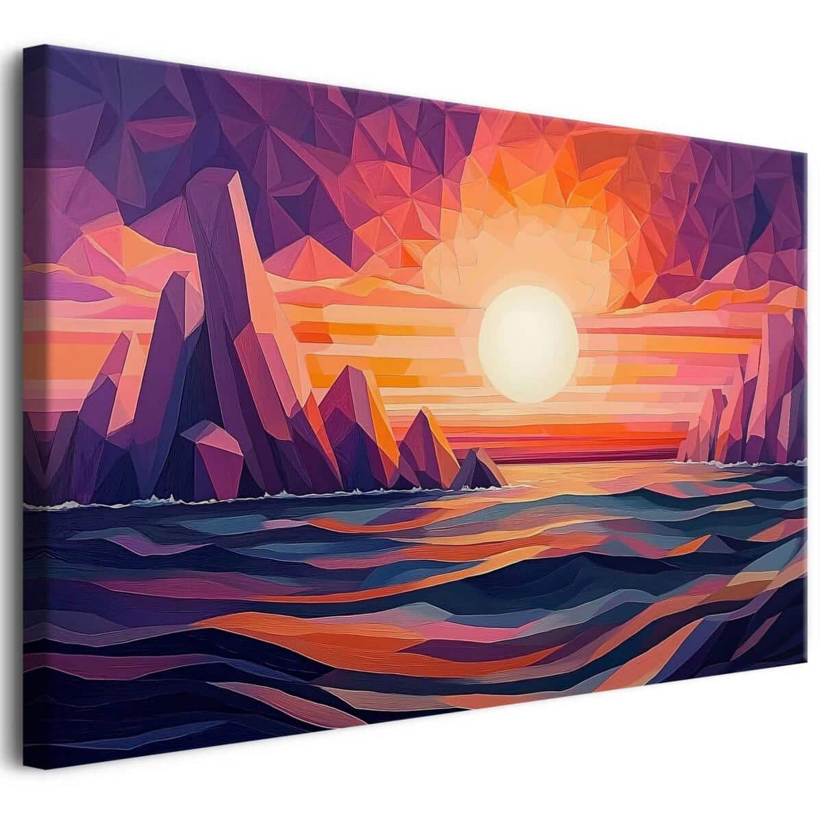 Nowoczesny Obraz na Ścianę – Abstrakcyjny Pejzaż Morski | Malowniczy Krajobraz w stylu geometrycznym 94092