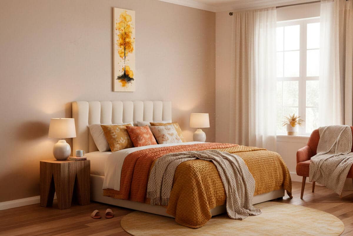 Pionowy Obraz Akwarelowe Drzewo i Złote liście | Dekoracja do jadalni i salonu 94233 - zdjęcie 4