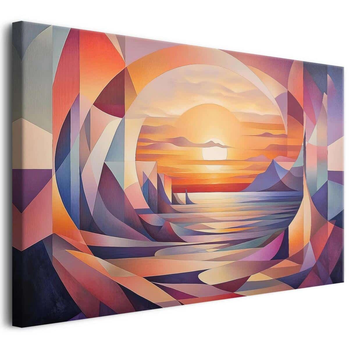 Obraz na Płótnie – Geometryczny Zachód Słońca | Abstrakcyjny Pejzaż | Nowoczesna Dekoracja 94094