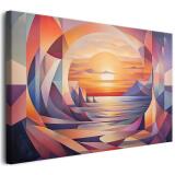 Obraz na Płótnie – Geometryczny Zachód Słońca | Abstrakcyjny Pejzaż | Nowoczesna Dekoracja 94094 - miniaturka 1