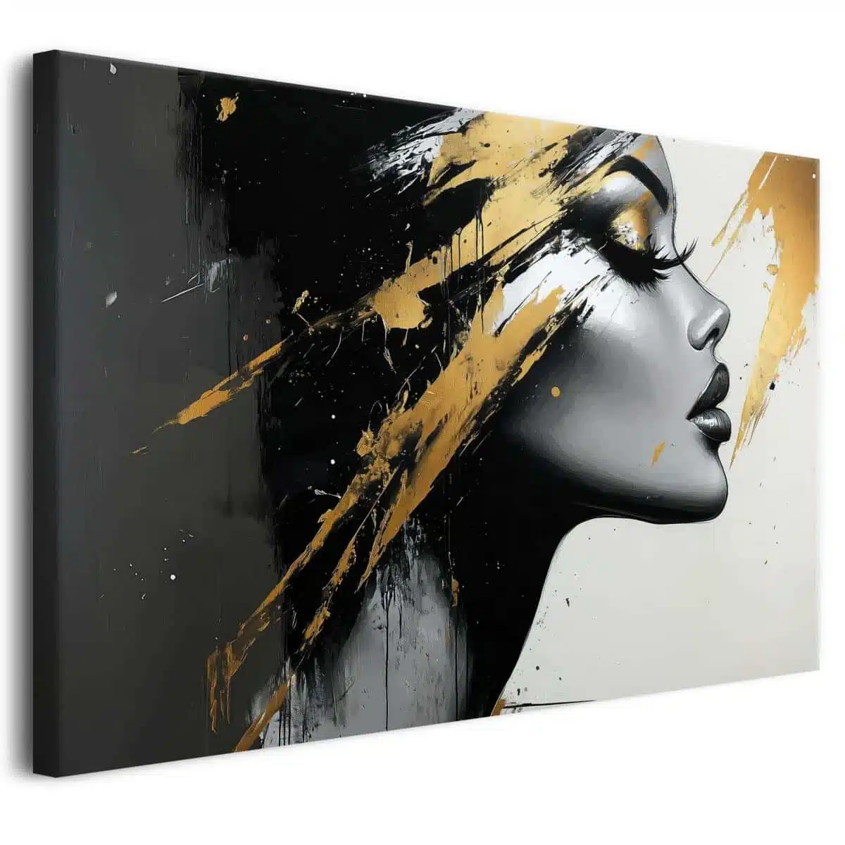 Nowoczesny Obraz do Salonu – Kobieta w Złotym Makijażu | Elegancka dekoracja do współczesnych wnętrz 94068