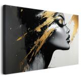 Nowoczesny Obraz do Salonu – Kobieta w Złotym Makijażu | Elegancka dekoracja do współczesnych wnętrz 94068 - miniaturka 1