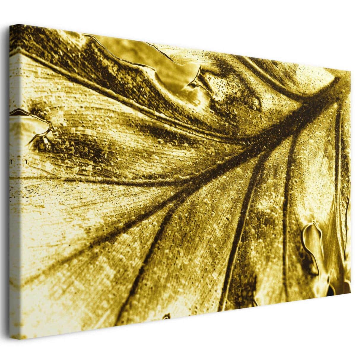 Luksusowy Obraz na płótnie- Złoty Liść | Dekoracja ścienna do eleganckiego salonu 68197