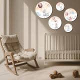 Zestaw Dziecięcych Obrazków Koła – Urocze Króliki | Komplet dekoracji ściennych boho do pokoju dziecka 42187 - miniaturka 2