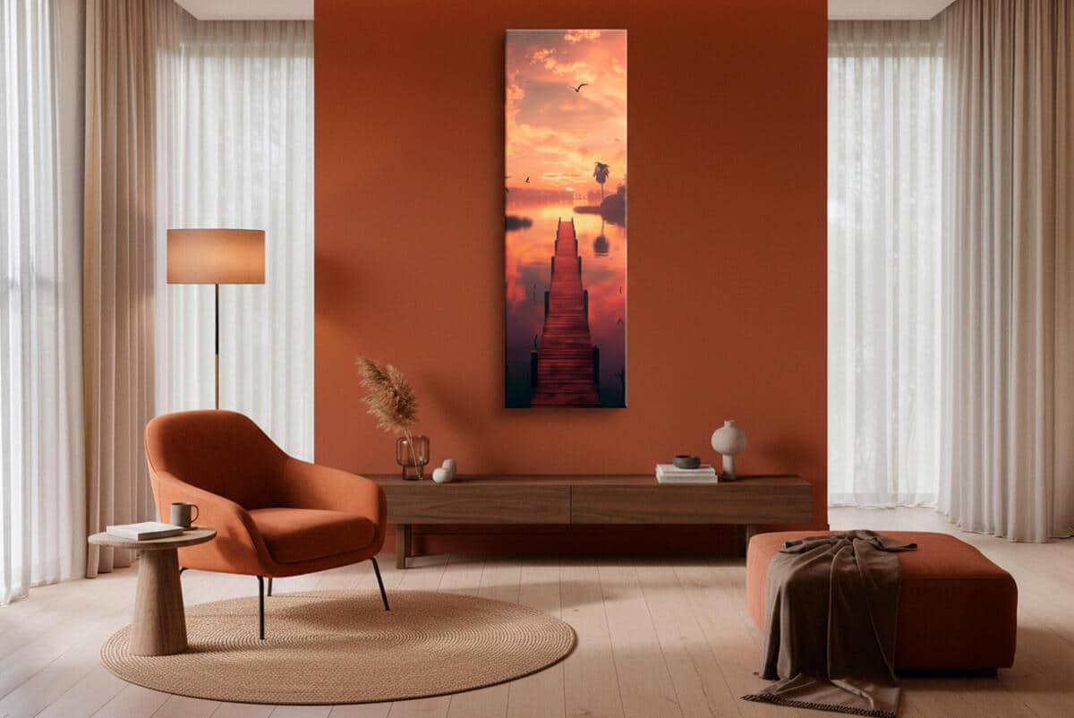 Obraz na Płótnie – Jezioro o Zachodzie Słońca, Krajobraz Tropikalny 94236 - zdjęcie 3