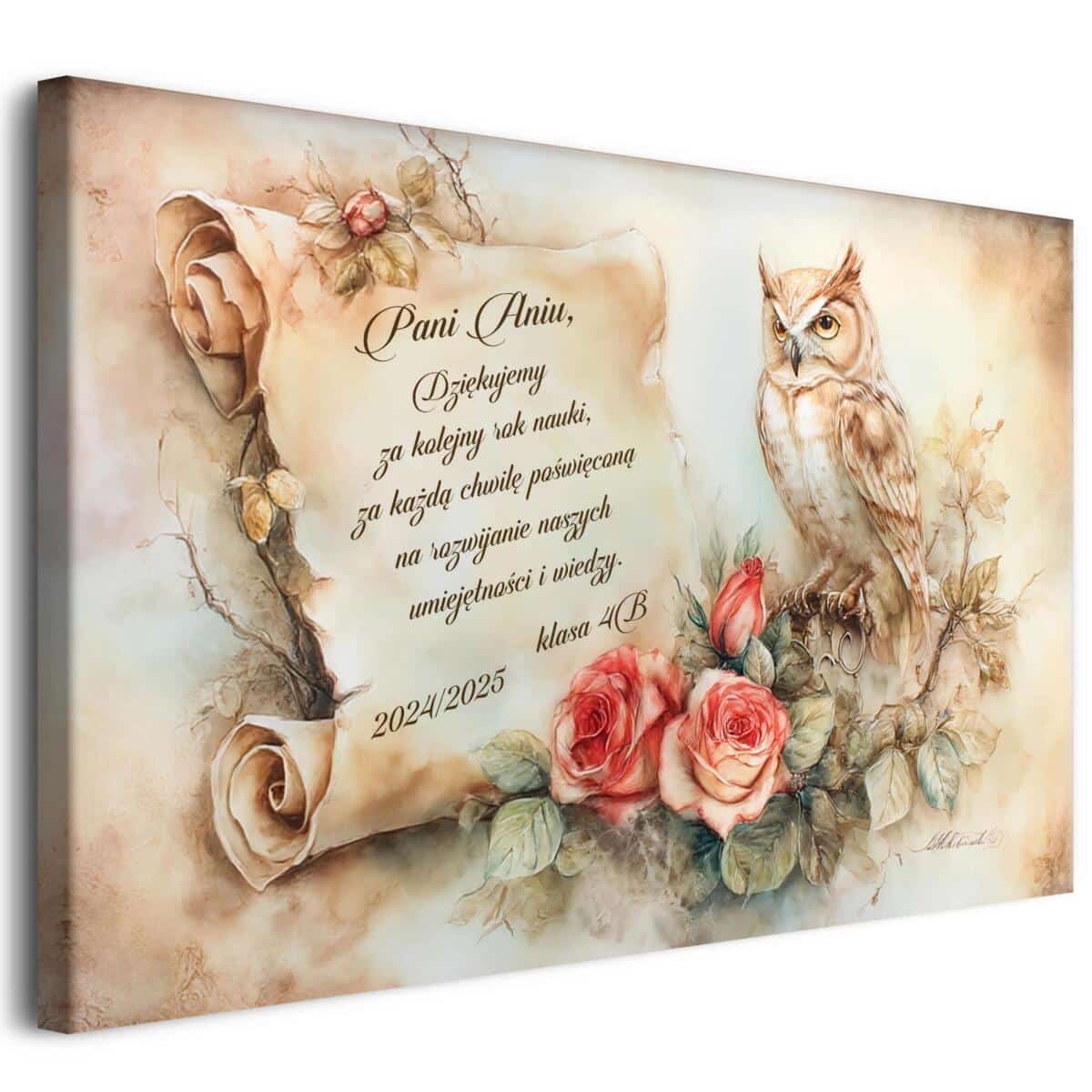 Prezent dla nauczyciela, wychowawcy na Zakończenie Roku Szkolnego- Obraz na płótnie z Podziękowaniem 81852