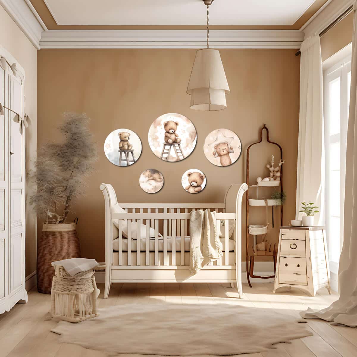 Okrągłe obrazy dla dzieci z Misiami i Gwiazdkami | Bajkowa dekoracja ścienna do pokoju dziecka, przedszkola 42186 - zdjęcie 3