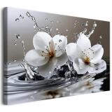 Obraz Zen- Białe kwiaty w wodzie | Minimalistyczny obraz na płótnie- harmonia i elegancja 20970 - miniaturka 1