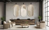 Nowoczesny Tryptyk na ścianę- Beżowa Abstrakcja | Minimalistyczne Obrazy do Salonu i Sypialni 82373 - miniaturka 2