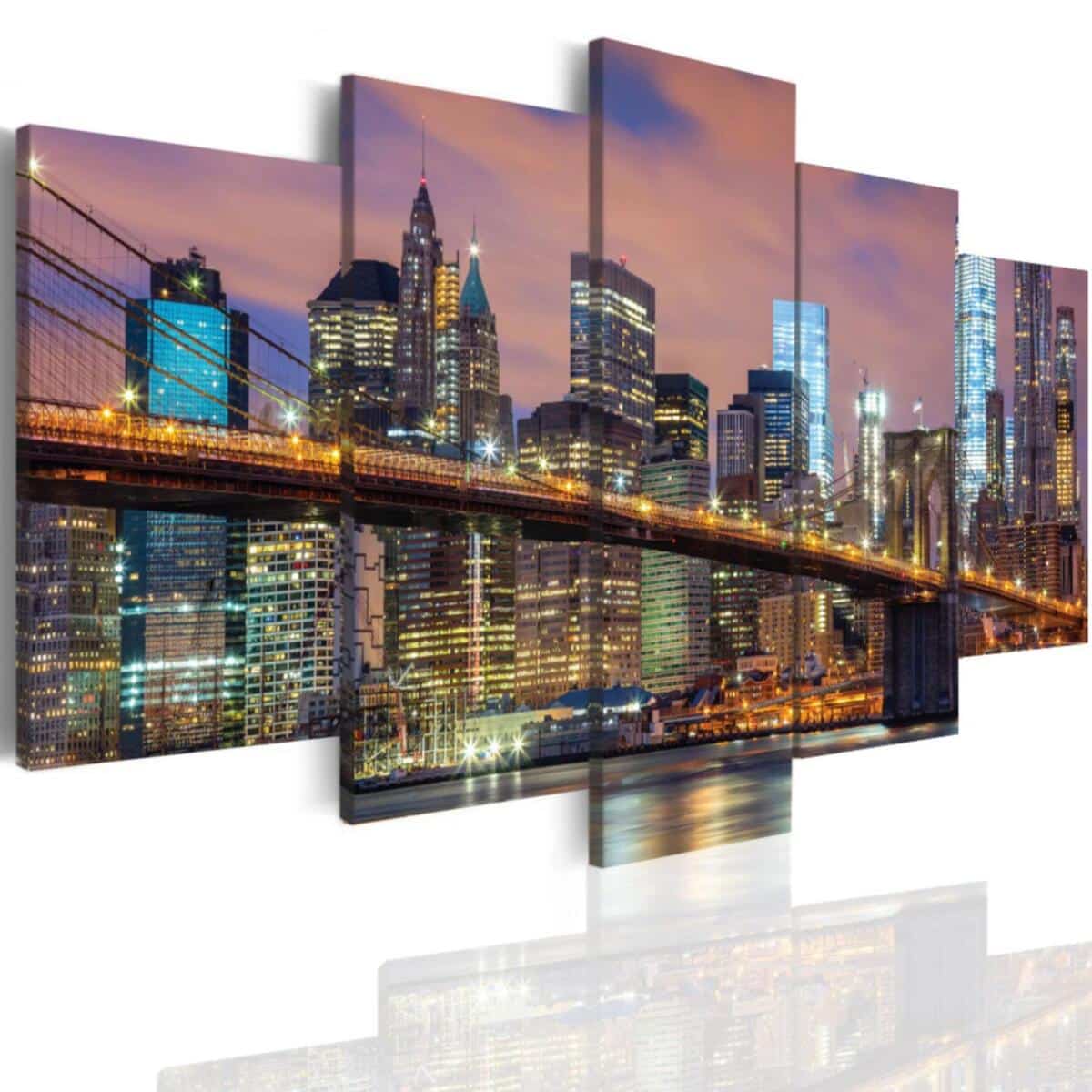 Obraz  5-częściowy- - Miasto Nowy York Manhattan noc 501