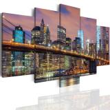 Obraz  5-częściowy- - Miasto Nowy York Manhattan noc 501 - miniaturka 1