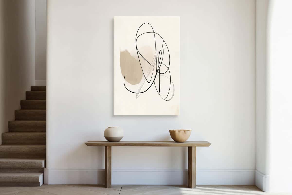 Beżowy Obraz Abstrakcja Line Art | Dekoracja do wnętrz Japandi O94245 - zdjęcie 3