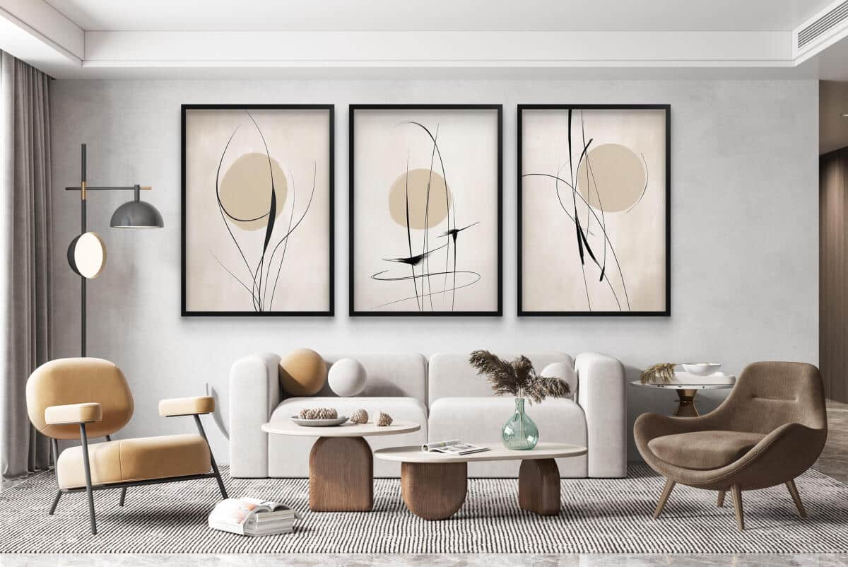 Minimalistyczne Plakaty w stylu Line Art- Beżowa Abstrakcja P94246 - zdjęcie 2