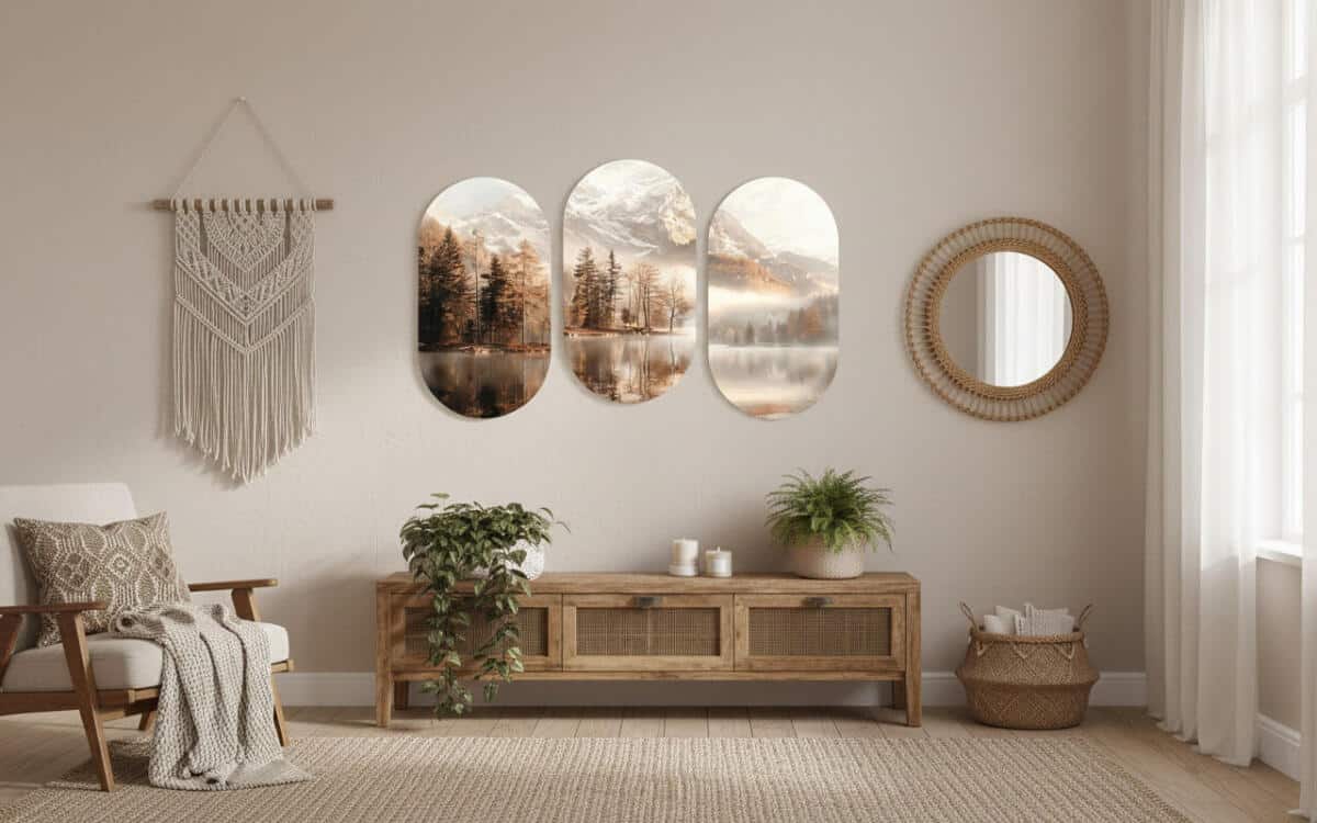 Krajobraz Górski-  Tryptyk Góry, Jezioro, Las | Eleganckie Obrazy Natura w Stylu Skandynawskim 82371 - zdjęcie 2