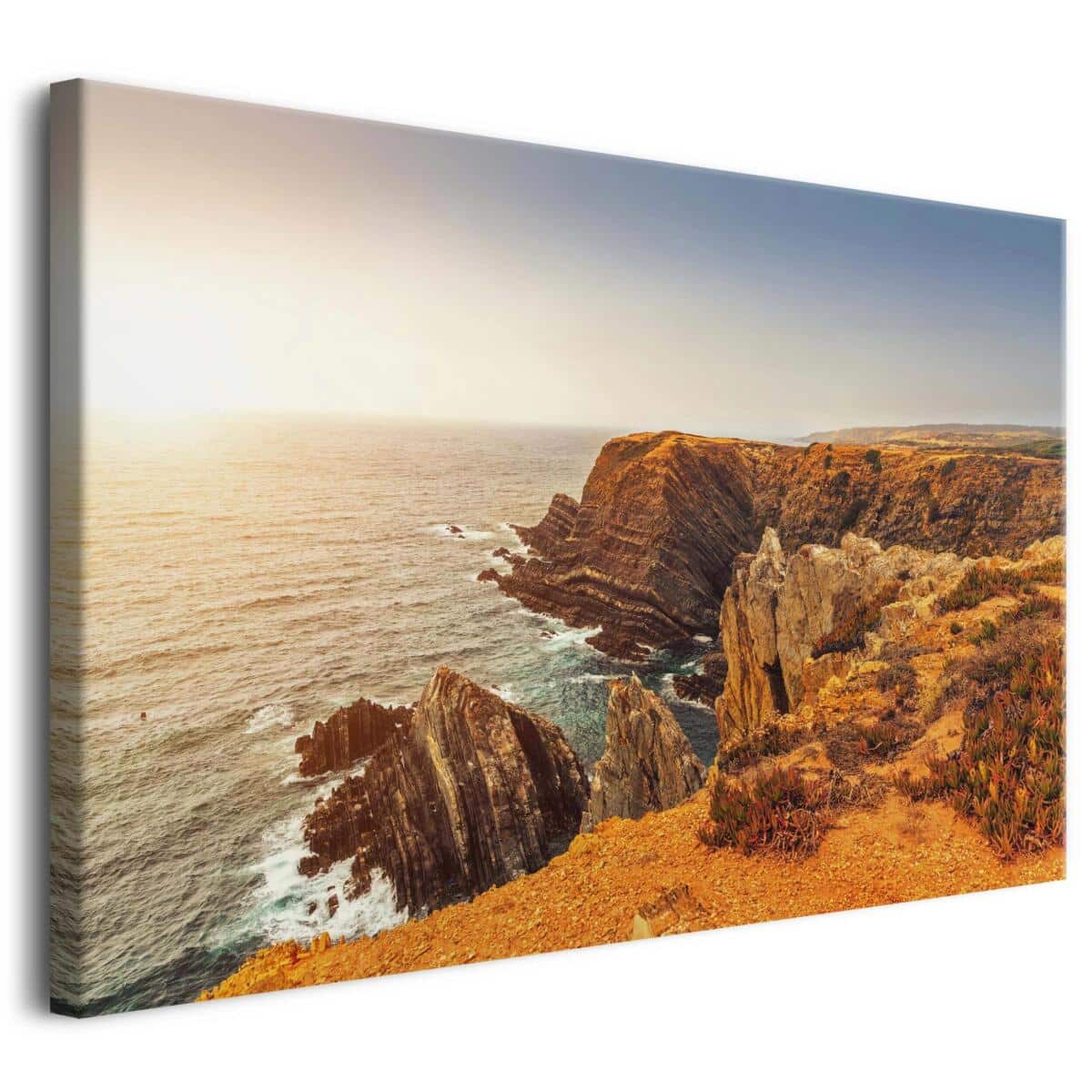 Krajobraz na ścianę- Klify i Zachód Słońca | Obraz na płótnie z pejzażem Morskich Klifów 64695