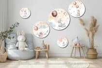 Zestaw Dziecięcych Obrazków Koła – Urocze Króliki | Komplet dekoracji ściennych boho do pokoju dziecka 42187 - miniaturka 5