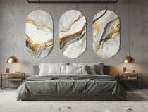 Eleganckie Obrazy- Marmur i Złoto | Tryptyk na ścianę- Elipsy w stylu Glamour 82376 - miniaturka 7