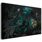Nowoczesny obraz na płótnie- Turkusowe kwiaty | Luksusowa Dekoracja do Salonu w stylu Glamour 64690 - miniaturka 1