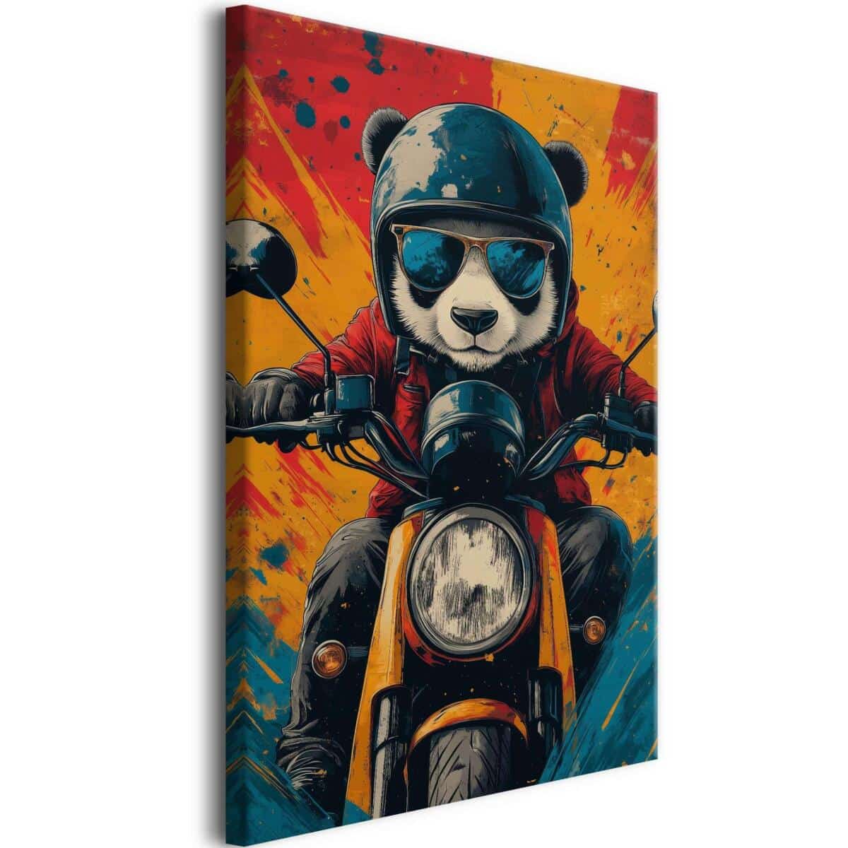 Obraz na ścianę- Panda na motocyklu | Nowoczesna dekoracja street art do salonu i pokoju nastolatka O94210