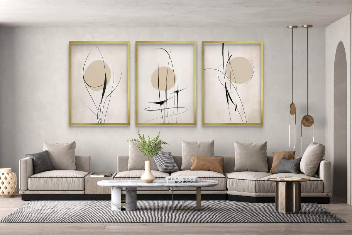 Minimalistyczne Plakaty w stylu Line Art- Beżowa Abstrakcja P94246 - zdjęcie 3