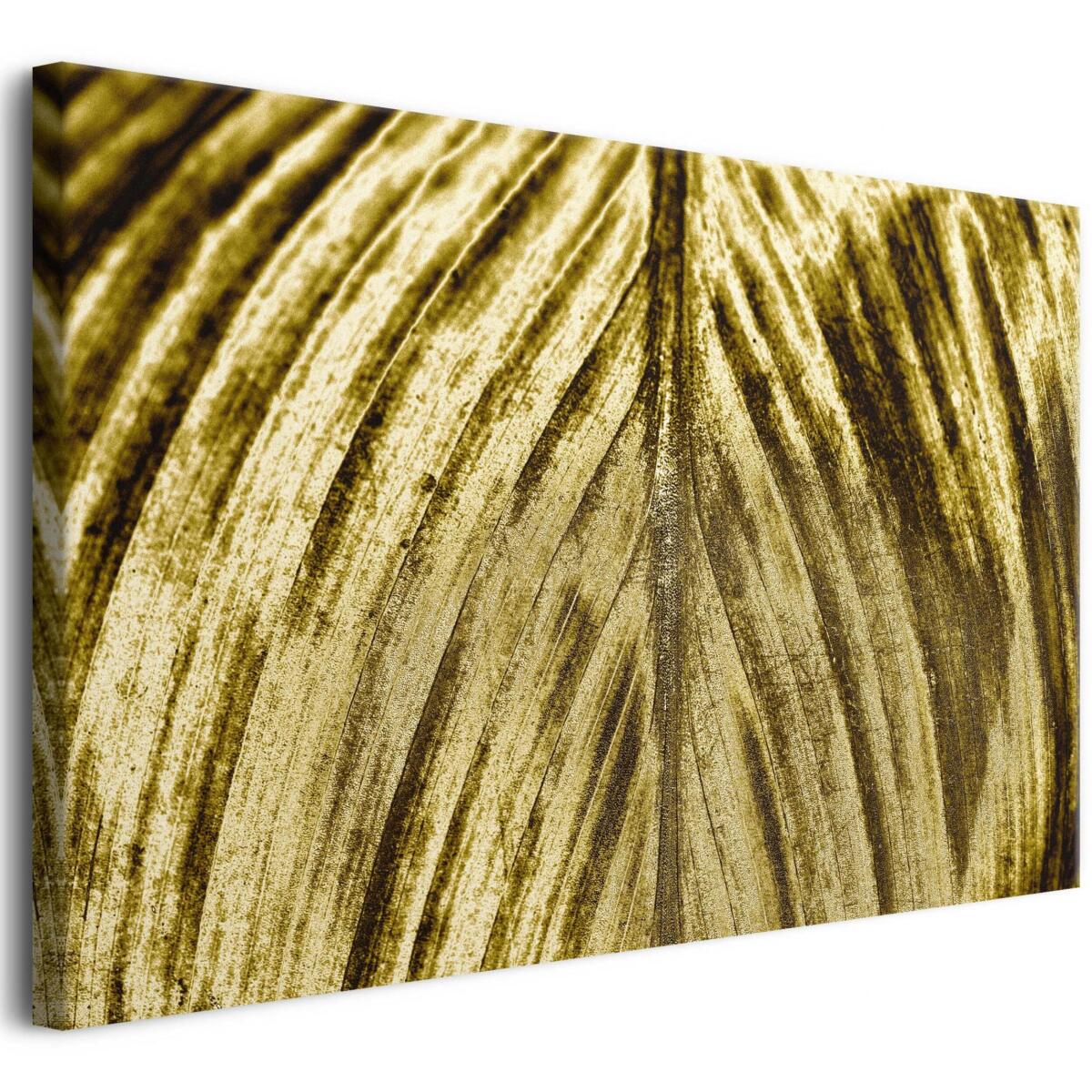 Dekoracyjny Obraz na płótnie- Złoty Liść Bananowca | Nowoczesna sztuka na ścianę do salonu w stylu Glamour 68196