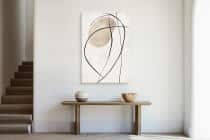 Minimalistyczny Obraz z Czarnymi Liniami- Beżowa Abstrakcja na Płótnie O94244 - miniaturka 3