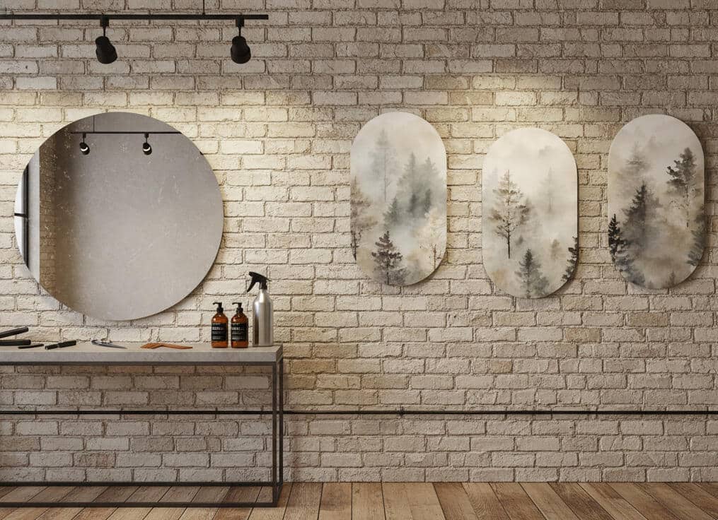 Mglisty Las – Obrazy na ścianę  | Tryptyk w beżach i szarościach do salonu 82375 - zdjęcie 6