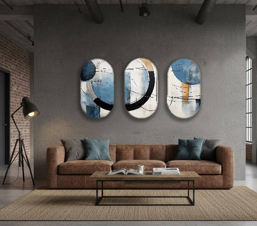 Abstrakcyjne Obrazy w Kształcie Elipsy- Dekoracja ścienna w stylu Loft 82378 - zdjęcie 6