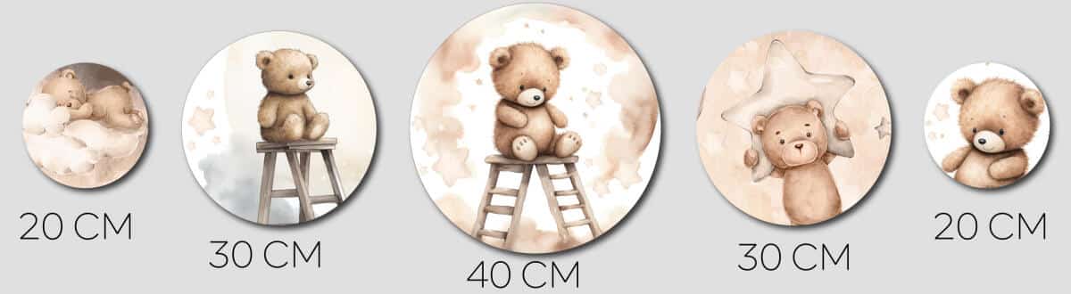 Okrągłe obrazy dla dzieci z Misiami i Gwiazdkami | Bajkowa dekoracja ścienna do pokoju dziecka, przedszkola 42186 - zdjęcie 8