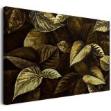 Złoty Obraz na Ciemnym Tle – Liście | Elegancka Dekoracja Ściany w Stylu Glamour Vintage 68200 - miniaturka 1