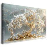 Obraz na płótnie- Złote Drzewo Bonsai | Nowoczesny Obraz Glamour – Kwitnące Drzewo | Dekoracja ścienna  do salonu, sypialni 68109 - miniaturka 1