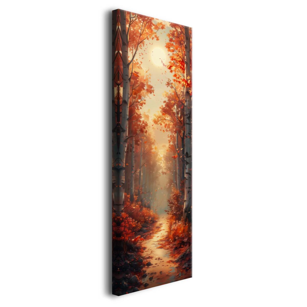 Artystyczny Obraz Jesienny Pejzaż- Leśna Ścieżka i Brzozy | Nastrojowy Krajobraz Natura 94239