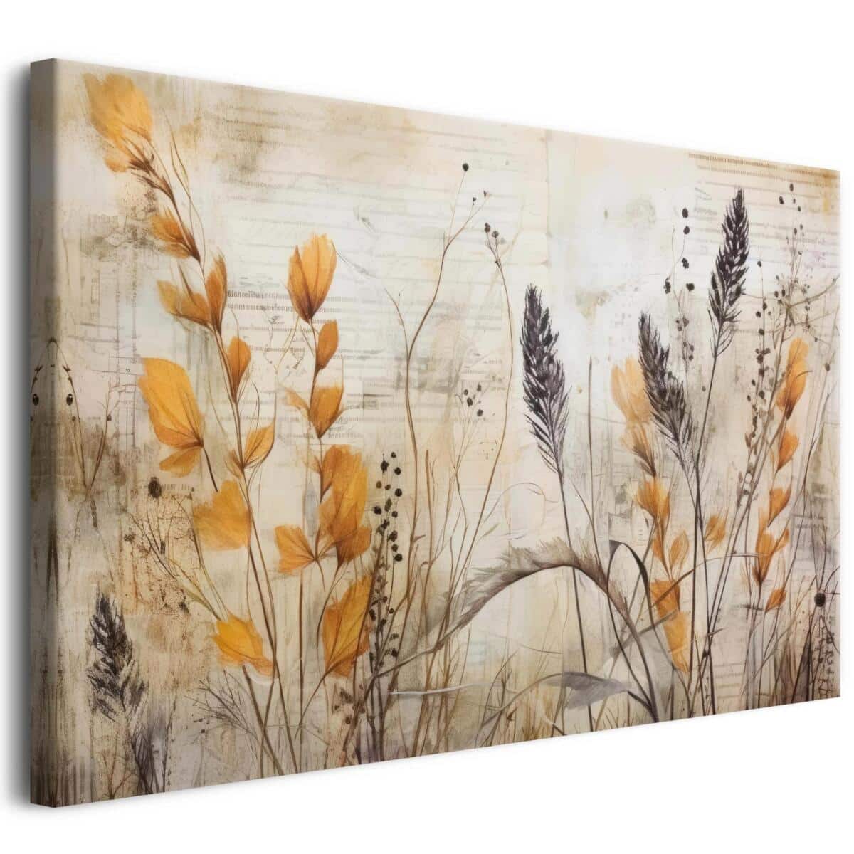 Obraz na Płótnie - Subtelne Rośliny w Stylu Vintage | Dekoracje boho, rustykalne do domu 64697