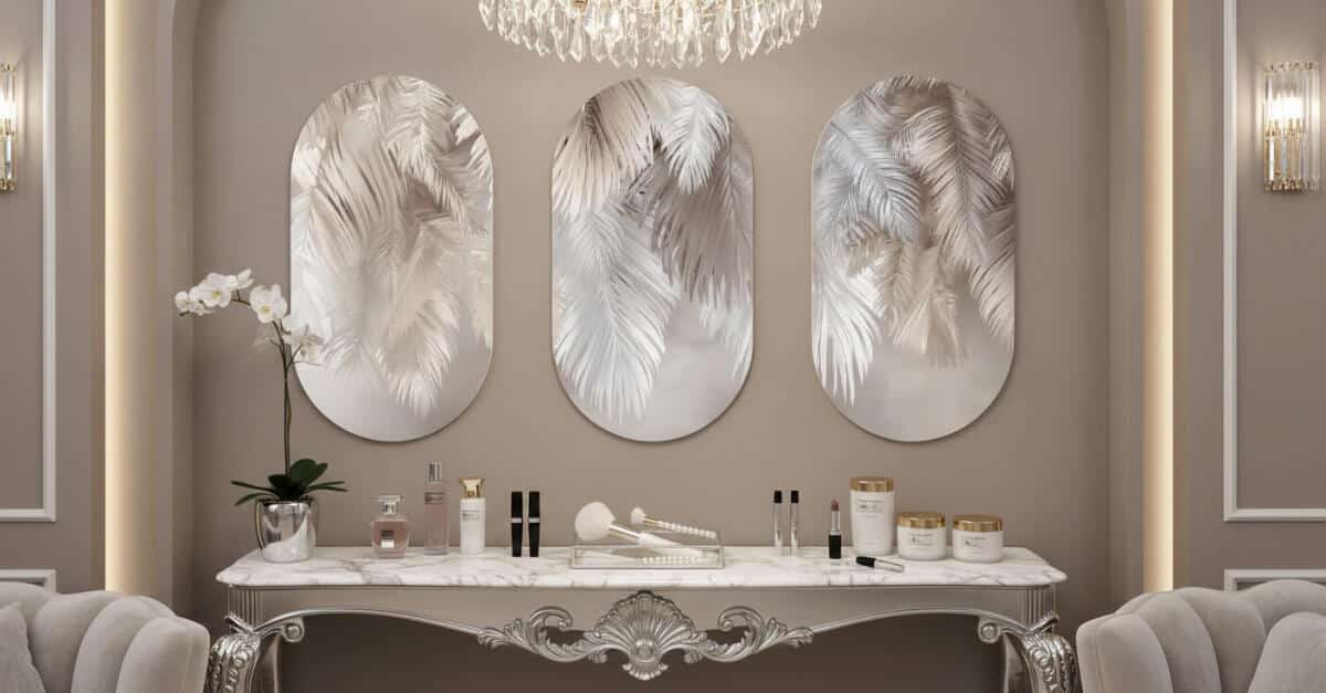 Obraz Boho- Liście Palmowe | Beżowa Dekoracja Ścienna | Elegancki Tryptyk Roślinny 82374 - zdjęcie 3