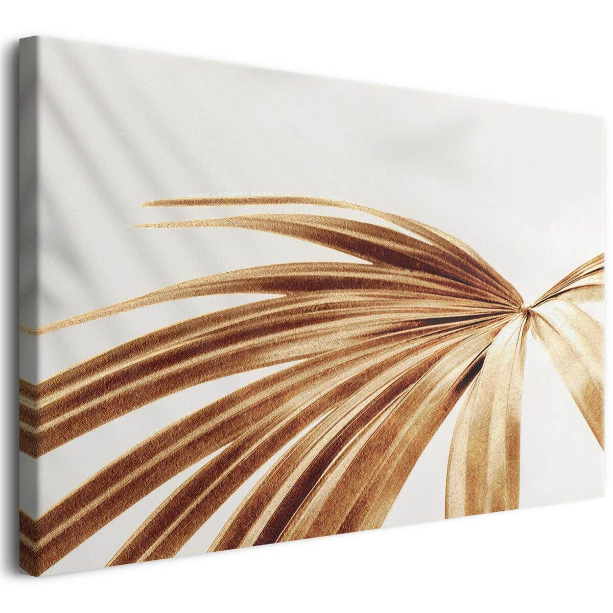Obraz na Płótnie Złoty Liść Palmowy | Tropikalna Dekoracja Ścienna w Stylu Boho | Obraz do Salonu i Sypialni 68198