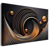 Obraz na Ścianę z Motywem Geometrycznym - Elegancka Abstrakcja | Złote Akcenty i Efekt 3D | Futurystyczna Dekoracja Ścienna 68126 - miniaturka 1