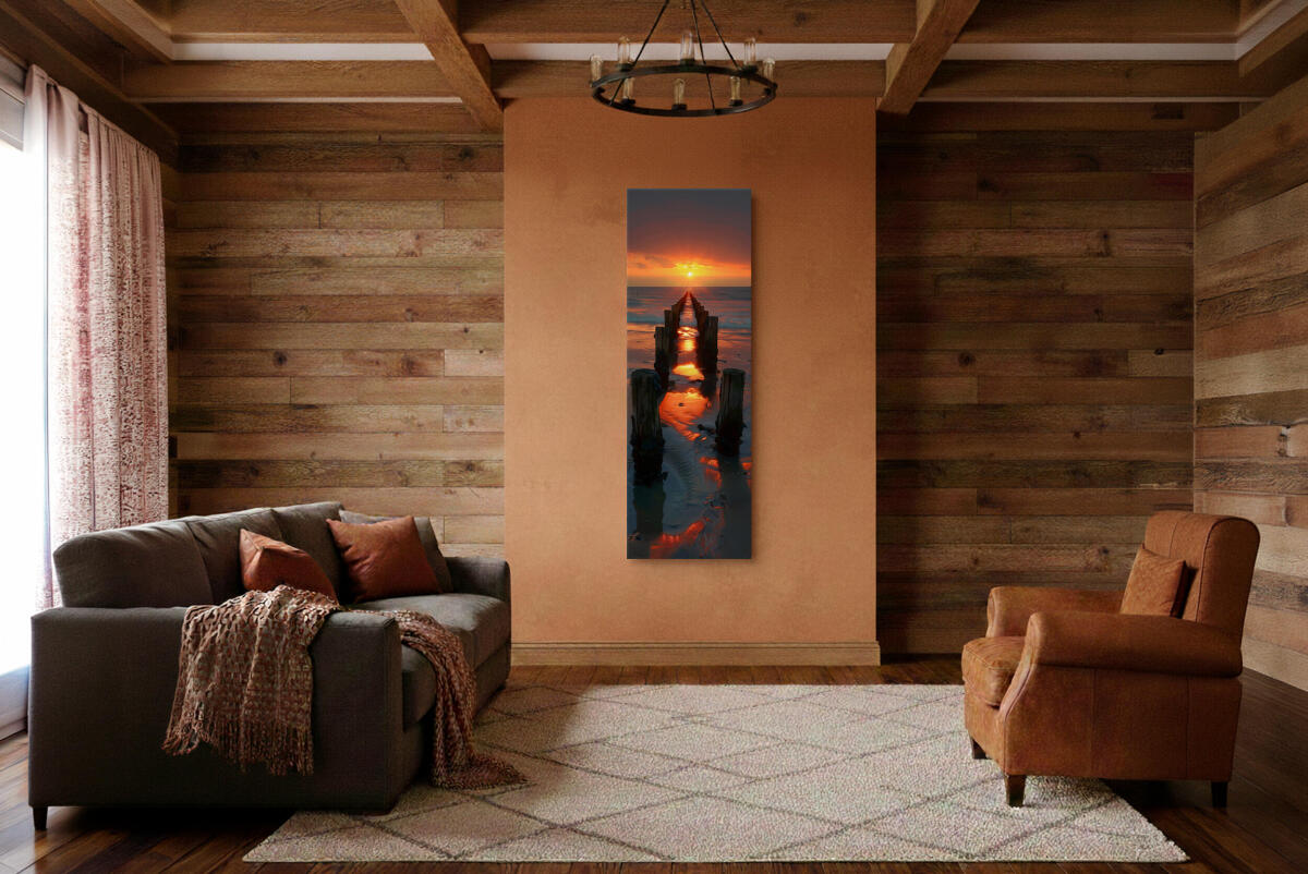 Klimatyczny Obraz na ścianę- Plaża o Zachodzie Słońca | Morski krajobraz do sypialni 94229 - zdjęcie 5