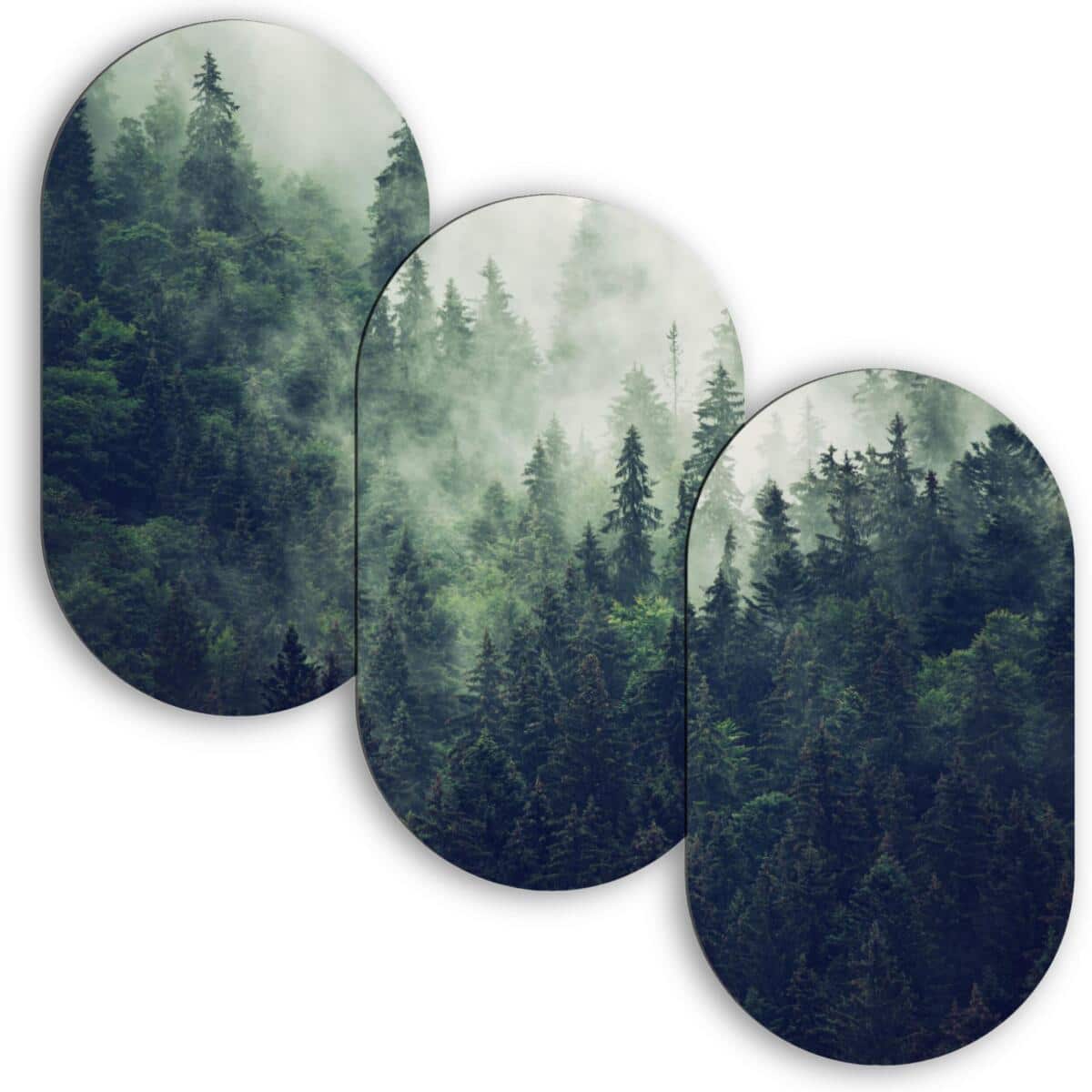 Tryptyk Las we mgle– Obrazy w Kształcie Łuku | Leśny krajobraz 82370 - zdjęcie 1