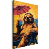 Kolorowy Obraz na płótnie- Leniwiec na wakacjach | Zabawna dekoracja do pokoju młodzieżowego O94127 - miniaturka 1