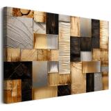 Elegancki obraz na ścianę- Abstrakcyjna Mozaika na Płótnie – Złoto, Srebro, Czerń | Dekoracja do nowoczesnych wnętrz 68124 - miniaturka 1