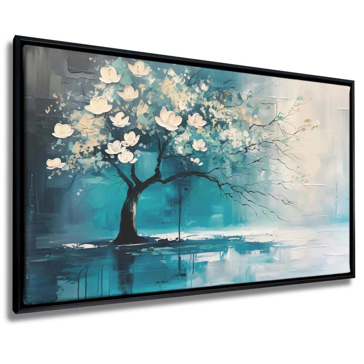 Obraz na płótnie w Ramie American Box | Abstrakcyjne drzewo z białymi kwiatami  R73074